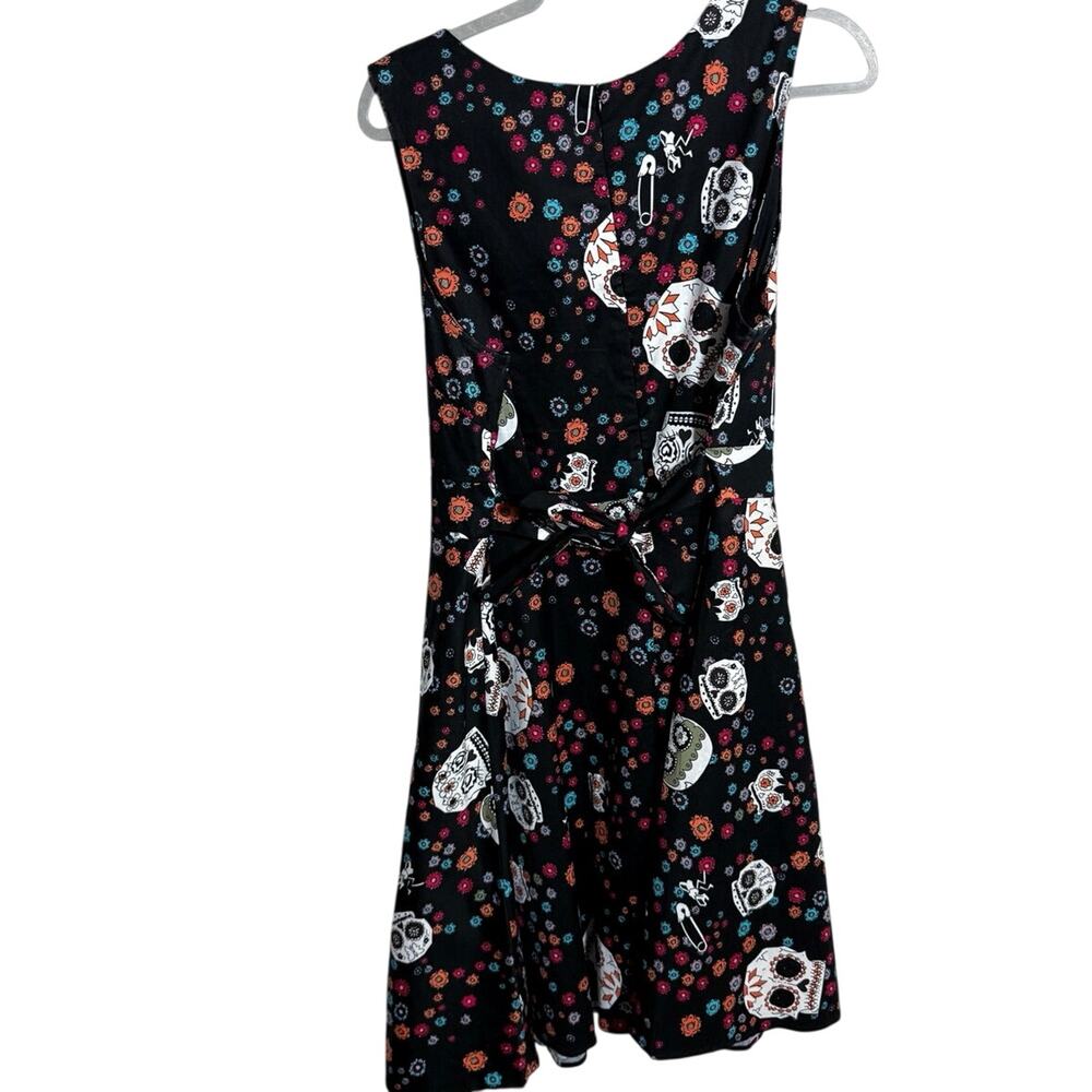 OTEN Sugar Skull Dress Colourful Day Of The Dead Pin Up Rockabilly Sz 2X - Picture 2 of 4